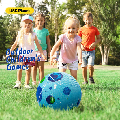 Playground Balls for Toddlers 1-3, 2 Pack 8.5 inch Kickball for Kids Outdoor Indoor, Catoon Dinosaur Planet Rubber Balls with Pump, Child Gift for Boys Girls 1-3 3-5 5-10, Easter Basket Stuffers