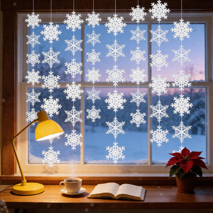 jollylife 12PCS Snowflake Garland Winter Party Wonderland Birthday Decorations - Christmas Snow Flake Streamers Strings Hanging Decor