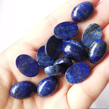 Bacatgem 7 Pcs Lapis Lazuli Oval Cabochons Flatback Crystal Stone Gemstones Beads for Jewelry Making DIY,18x13mm