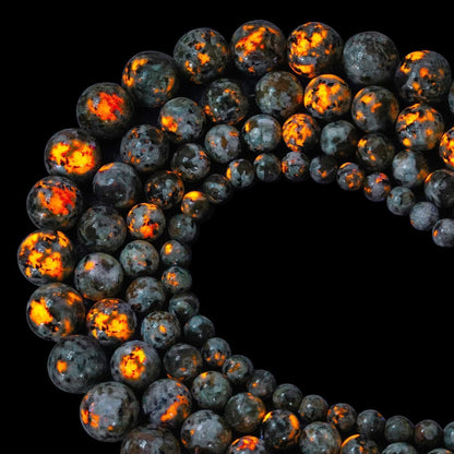Yochus 45pcs Flame Yooperlite Beads，8mm Healing Energy Power Natural Stone Round Loose Beads for Jewelry Making Earring Necklace DIY Crafts