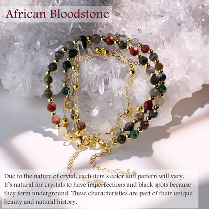 Farfume African Bloodstone Crystal Bracelet Beaded Bracelets for Women 4mm Natural Stone Beads Gemstone Handmade Jewelry Valentine's Day Gifts