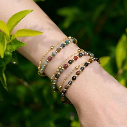 Farfume India Agate Crystal Bracelet Beaded Bracelets for Women 4mm Natural Stone Beads Gemstone Handmade Jewelry Valentine's Day Gifts