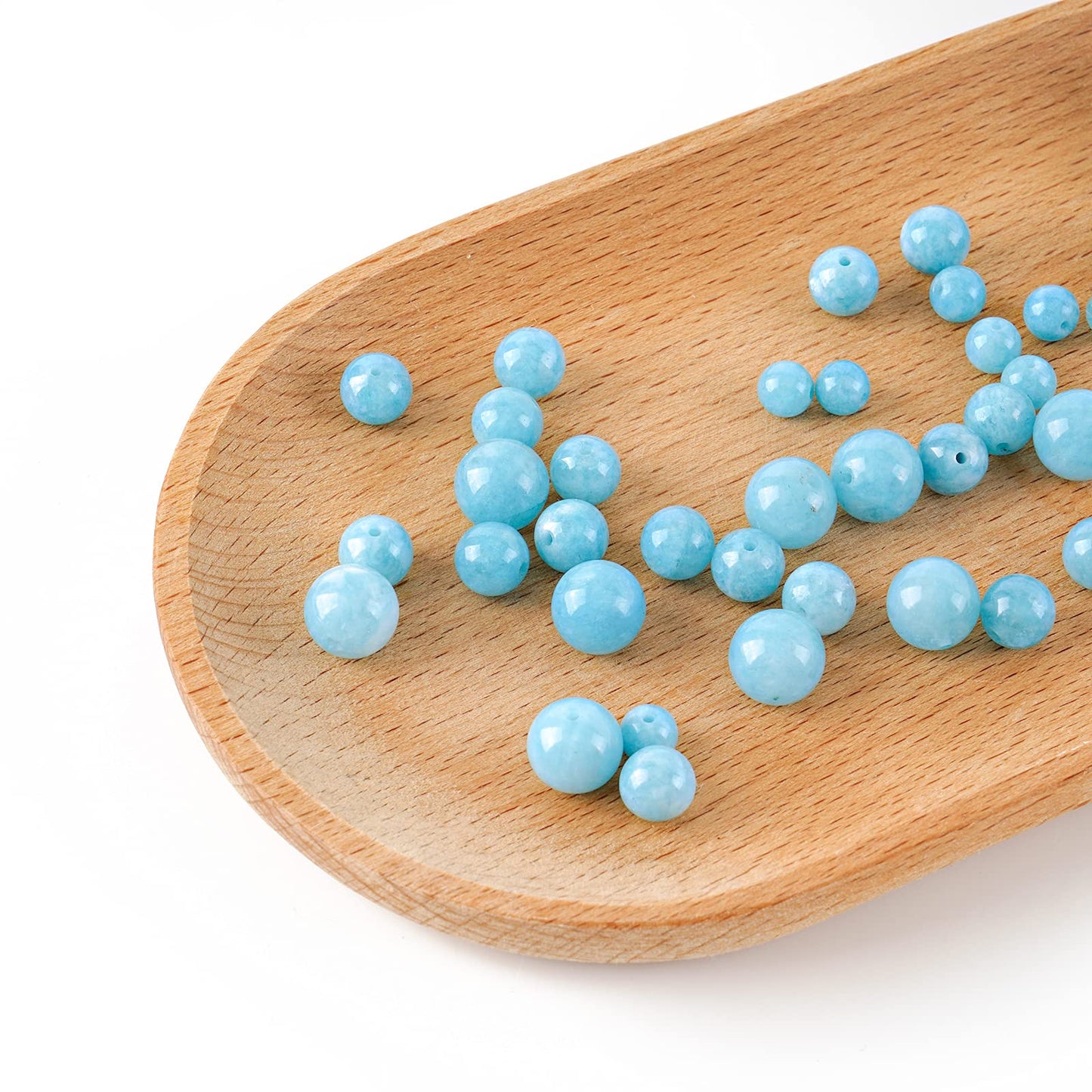 10mm Natural Blue Jades Chalcedony Round Bead - 35PCS Bulk Gemstone Beads for Jewelry Making, DIY Bracelets, Necklaces - Includes Crystal Stretch Cord - Stone Beads for Crafting Gifts