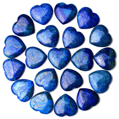 QINJIEJIE 20PCS Lapis Lazuli Heart Stones Crystals Bulk Love Shaped Worry Stone Heart Rock Pocket Gemstones Polished Palm Gems Crystal Reiki Balancing Wholesale Cute Stone Decor Gift