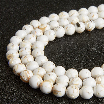 100pcs 8mm White Shell Turquoise Beads Natural Gemstone Beads Round Loose Beads for Jewelry Making