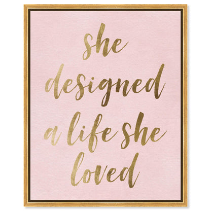 The Oliver Gal Artist Co. Typography and Quotes Wall Art Framed Canvas Prints 'A Life She Loved Blush' Empowered Women Quotes and Sayings