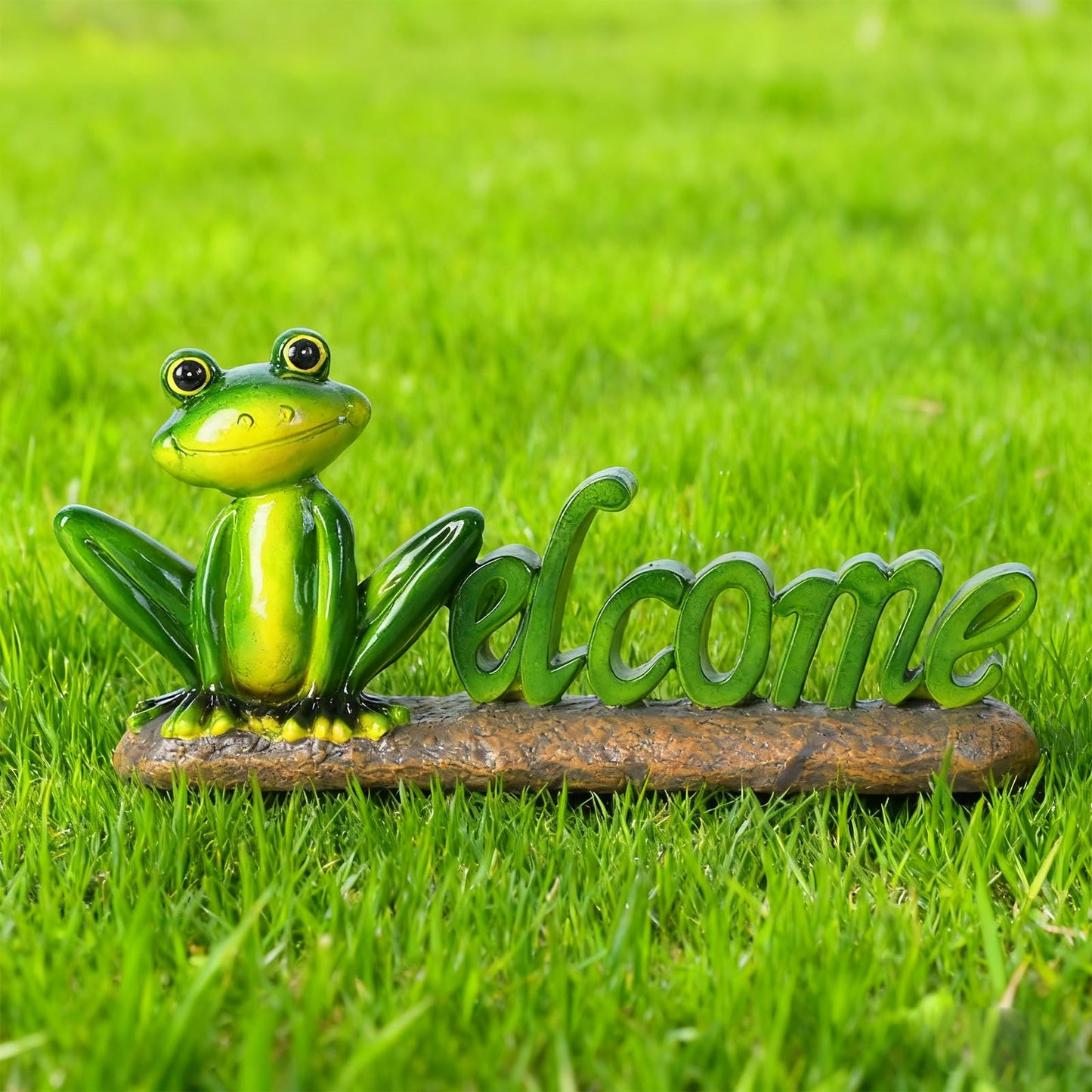 feliend Frog Welcome Statue Outdoor,Resin Creative Decoration,Garden Entryway Decor,Cute Personalized Home Front Porch