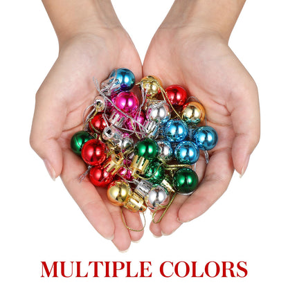 CHRWAKLE Christmas Mini Balls Ornaments, 24 Pack 0.8 inch Mini Glitter Balls Miniature Xmas Tree Hanging Decorations Pendants for Holiday Party Supplies