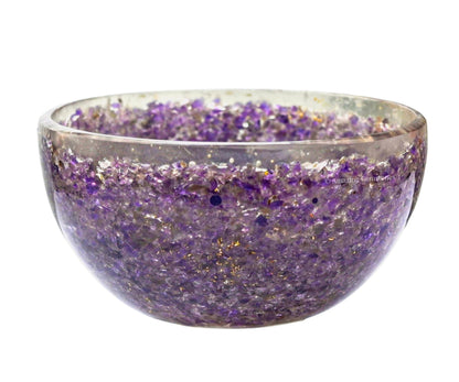 Amazing Gemstone Amethyst Orgonite Orgone Crystal Gemstone Bowl - 3" Orgonite Amethyst Crystal Bowl for Meditation, Crystals and Healing Stones Gift and Protection