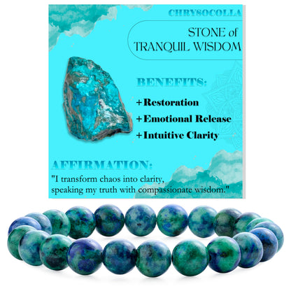 Chrysocolla-Gentle Expression-8mm Beaded Bracelets for Women Handmade Semi Precious Natural Stone Stretch Elastic Jewelry Yoga Protection Gifts