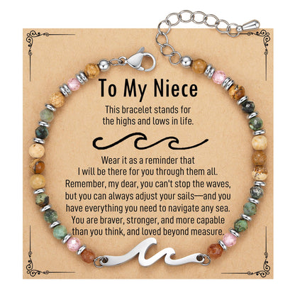 TONY & SANDY Niece Gifts from Auntie Aunt, Niece Bracelet Birthday Gifts, Wave Bracelet for Women, Graduation Gift for Her Easter Mothers Day Teens Adults Nieces Christmas Jewelry from Aunt