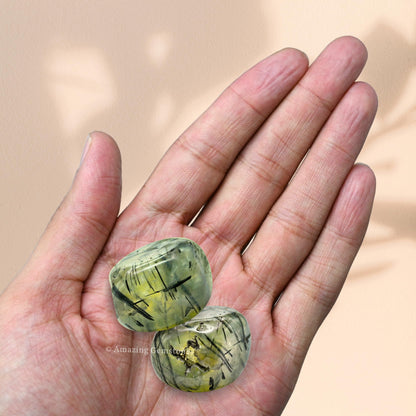 Amazing Gemstone Prehnite Crystal Tumbled Stones Polished Rocks - Natural Gem Stones for Healing - DIY Crystals for Protection (1 Piece)