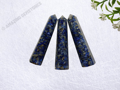 Amazing Gemstone Lapis Lazuli Crystal Orgone Towers ~ Natural Healing Crystal Point Obelisk for Reiki Healing and Crystal Grid (4.5 to 5 Inch, Pack of 1)