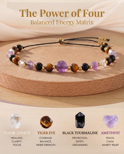 Worry Stones Anxiety Relief Items Fidget Bracelet Healing Crystals Spiritual Sensory Mood Strength Jewelry, Calming Holistic Crystal Gifts Purple Gemstone Bracelets for Women Teen Daughter Sister