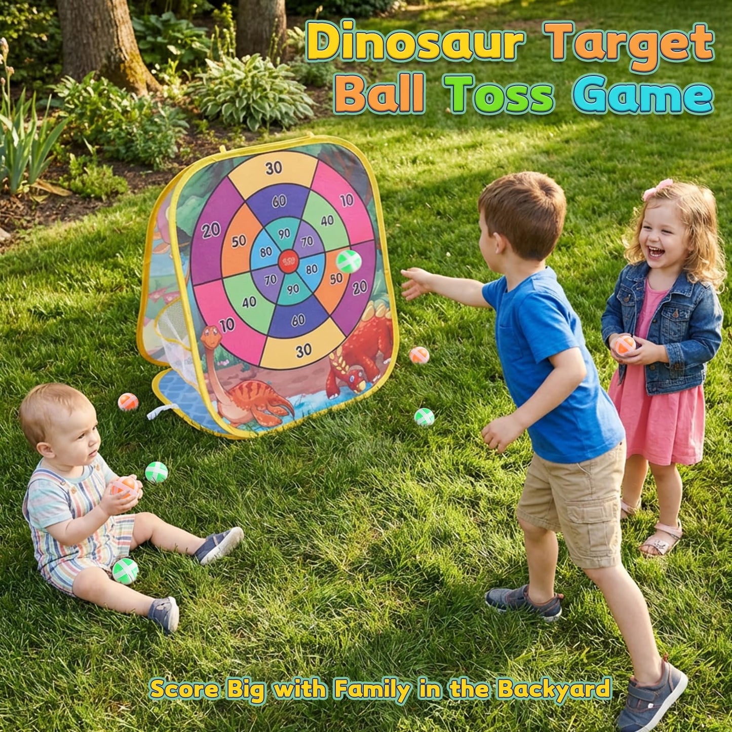 Dinosaur Bean Bag Toss Game: Outdoor Toys Cornhole Board for Kids Toddlers, Party Activities Carnival Outside Yard Backyard Beach Games for Kids Boys Toddlers Ages 3 4 5 6 7 8 Year Old Birthday Gifts
