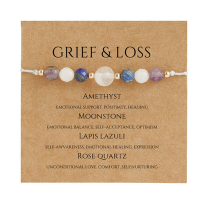 Fezodo Inspirational Encouragement Gifts for Women, Natural Healing Stones Bracelets Chistmas Valentines day Birthday Gift for Friends Women Men (Grief Loss)
