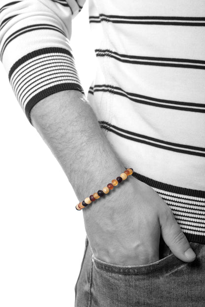 AMBERAGE Natural Baltic Amber Bracelet for Adults (Women/Men) - Hand made From Raw-Unpolished/Certified Baltic Amber Beads(6 Colors) (7, Raw-Unpolished Multi)