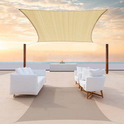 ColourTree 8' x 12' Beige Rectangle Sun Shade Sail Canopy Awning Shelter Fabric Cloth Screen CTAPR0812, UV Block UPF50 Heavy Duty Commercial Grade, Outdoor Patio Carport (We Make Custom Size)
