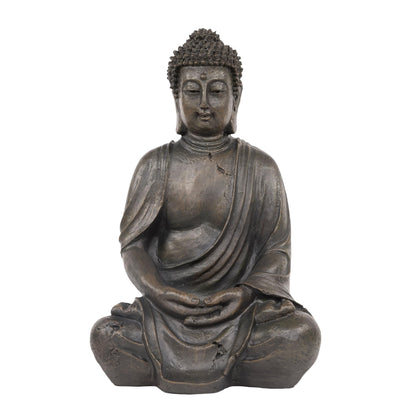 Alpine Corporation 15" Tall Indoor/Outdoor Meditating Buddha Statue, Tabletop Garden Decor, Bronze