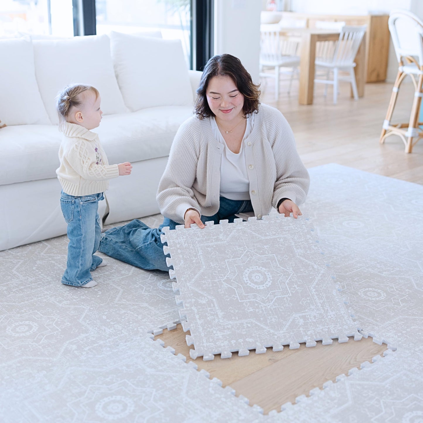 Little Landings Baby Play Mat for Floor - Layla (6x8ft) - Premium EVA Foam Play Mat for Babies & Toddlers (Ages 0-5+) - Non-Toxic Playmat for Tummy Time, Crawling & Playroom - Stylish & Comfortable
