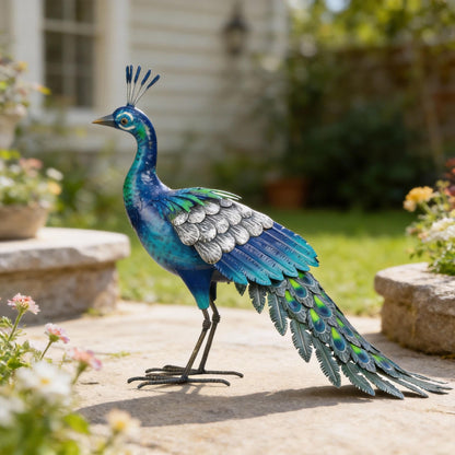 chisheen Metal Peacock Statue Garden Decor Yard Art Sculpture Outdoor Decoration for Lawn,Patio,Backyard,Housewarming Birthday Gifts for Women,Mom,Grandma