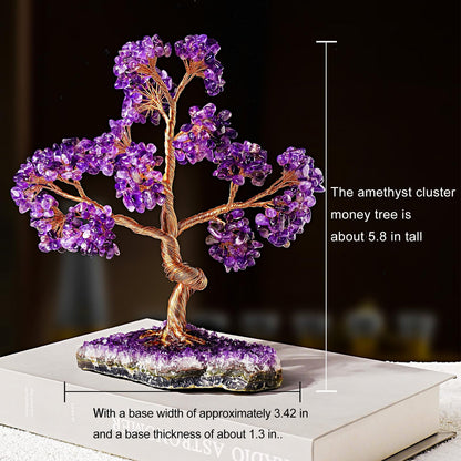 Runyangshi Natural Crystal Amethyst Cluster Tree Tree of Life Natural Crystal Healing Stones Gemstone Trees Fengshui Good Luck Positive Energy Home Decor