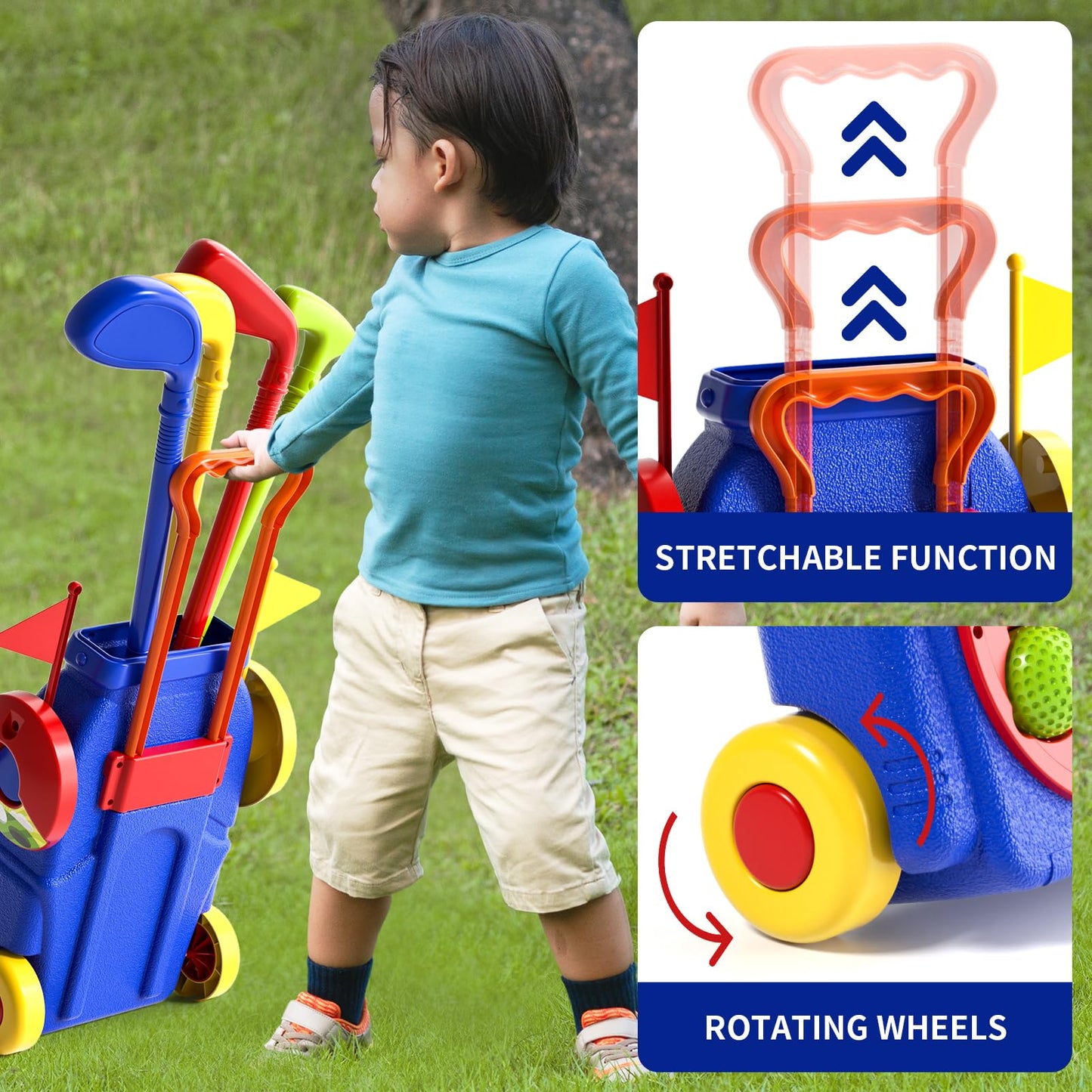 WATUDOU Toddler Golf Set Toys for Kids, Kids Toddler Golf Clubs with 7 Balls, Putting Mat & Golf Board, Toys Gifts for 3 4 5 6 Year Old Boys, Christmas Birthday Gifts for 3 4 5 6 Year Old Boy Kids