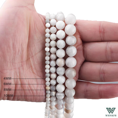 WHNKFB 8mm 50PCS Natural White Crazy Lace Agate Round Beads, Milky Pearl-Alternative Loose Stone Beads for Jewelry Making Craft - 4mm 6mm 8mm 10mm Options with Free Elastic Cord