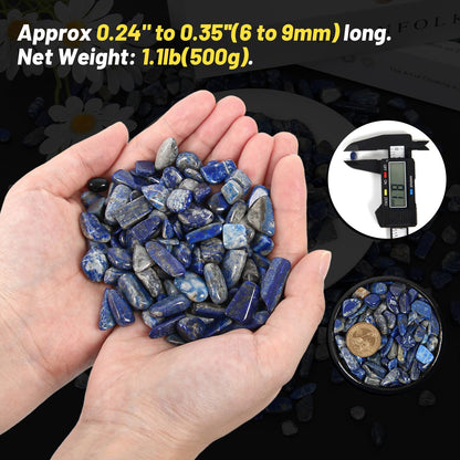 1.1lb Natural Crushed Lapis Lazuli Crystal Tumbled Chips-Lapis Lazuli Healing Crystals Chips Bulk, Crushed Crystal Gemstones for Crafts, Beautiful Package for Gift