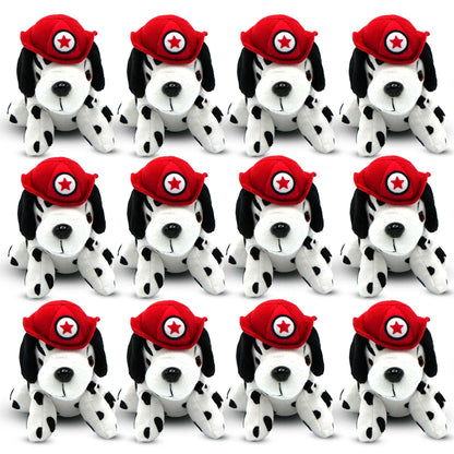 4E's Novelty 12 Pack Dalmatians Stuffed Animals - Soft Stuffed Dalmatian Dog Plush, 6” Small Dalmatian Puppy Plush with Fire Hat, Dalmatian Dog Toy for Kids, Birthday Party Favors