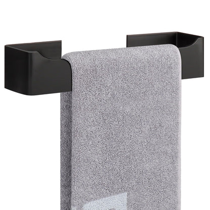 NearMoon Self Adhesive Hand Towel Holder/Towel Ring, Stainless Steel Hand Towel Bar Rustproof Stick on Wall-Towel Rack for Bathroom/Kitchen, Square Sticky and Wall Mounted (9 Inch, Matte Black)