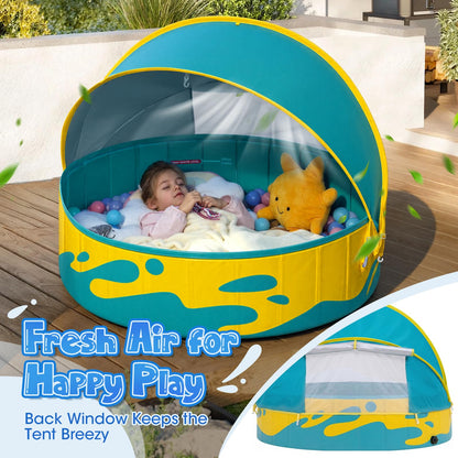 Peradix Paddling Pool for Kids and Pets, 48in Portable Baby Pool with Canopy Non Inflatable & UV Protection, Toddlers Ball Pit and Kiddie Splash Toys for Backyard Beach Tent Easy Pop Up Outdoor