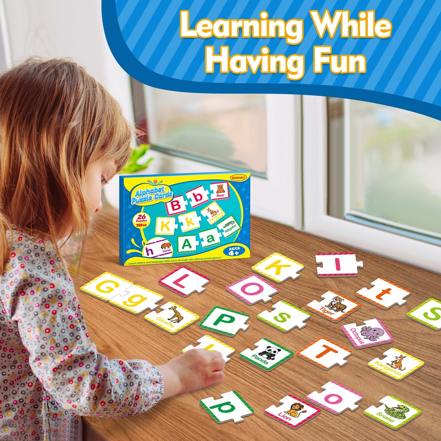 Kasfalci Alphabet Puzzle Cards,ABC puzzle,Alphabet Learning Toys,ABC Learning for Toddlers Kids,Matching Letter Game,Preschool Learning Activities,Kindergarten Classroom Must Haves,Homeschool Supplies