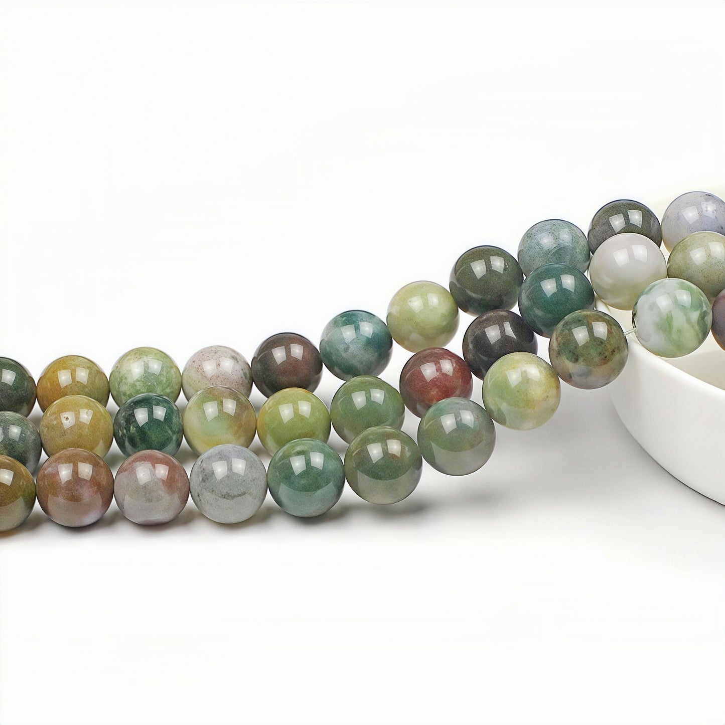 MJDCB AAA Natural Round India Agate Stone Beads Onyx Loose Beads for DIY Necklace Bracelat Jewelry Making Strand 15" (10mm)