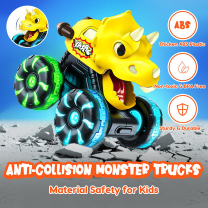 Monster Truck Toys Dinosaur Cars for Toddlers 1-3, Press and Go Cars Truck Toys for 1 2 3 4 5 Year Old Boys Girls Gift, Light Up Boy Toy Dinosaur Cars for 2 3 4 One Two Year Old Boy Birthday Gifts