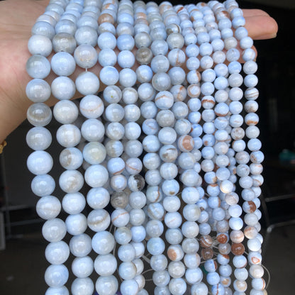 Yochus 60pcs 6mm Grayish Blue Persian Jade Energy Healing Round Bulk Gemstone Beads for Jewelry Making Bracelet Necklace Earring DIY