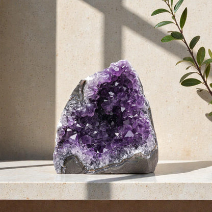 EMPORION Natural Amethyst (2 lb to 3 lb) - 4" to 7" Height - Crystal Clusters Stone from Uruguay Raw Geode Quartz - Deep Purple Color