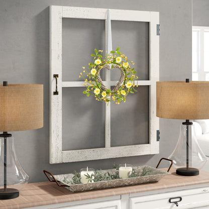 LSKYTOP Artificial Yellow Wreath with Berries and Daisy Flower Wildflower Spring Summer Wreath for Door Wall Wedding Decor,11inch