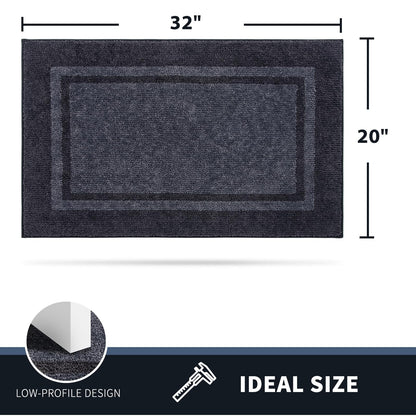 PURRUGS Dirt Trapping Door Mat 20" x 32", Non-Slip Machine Washable Entryway Rug, Entrance Mat, Indoor Front Door Mat, Super Absorbent Entry Rug for Muddy Shoes & Paws, Bluish Grey & Charcoal