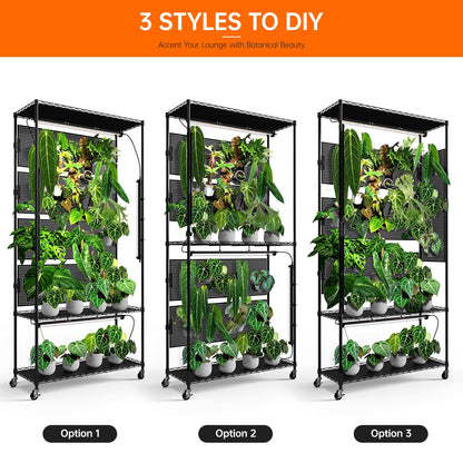 Bstrip Plant Cabinet with 3-Tier Shelf & 36.6"x14.5"x69.7" Greenhouse Cover Replacement with Base Tray – Indoor Transparent Plant Tent for 35.4"x13.8"x71" Shelf, 4x96W Grow Lights