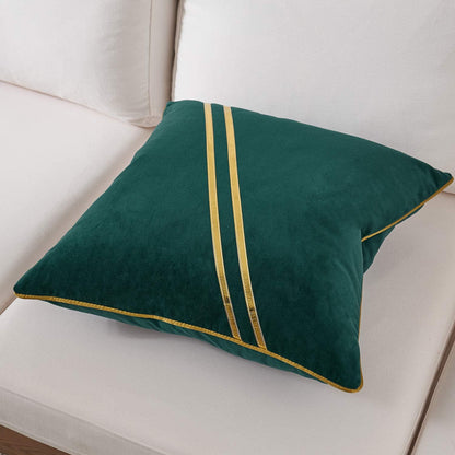 Avigers 18 x 18 Inch Teal Gold Leather Striped Lines Velvet Cushion Case Luxury Modern Throw Pillow Cover Decorative Pillow for Couch Living Room Bedroom Car