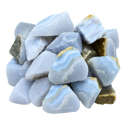 Amazing Gemstone Blue Lace Agate Raw Crystals and Healing Stones, Natural Rocks for Tumbling and DIY Raw Stones and Crystals (1 Piece)
