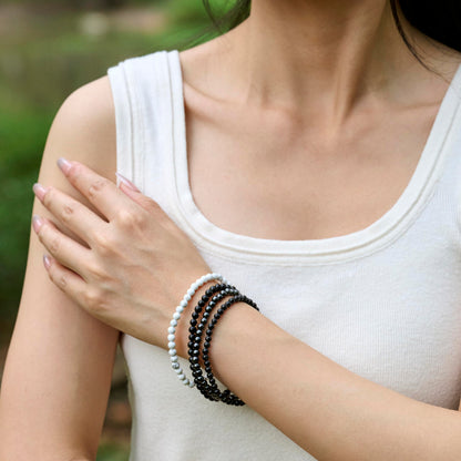 Bivei Obsidian - Protective - 4mm Beaded Bracelets for Women Handmade Semi Precious Natural Stone Stretch Elastic Jewelry Yoga Protection Gifts Small