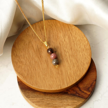 Rhodonite Bracelet & Pendant necklace - Natural Rhodonite Stone jewlery set handcrafted with 8 mm Beads, For Self-love and Self-acceptance - Free Size Unisex Adult