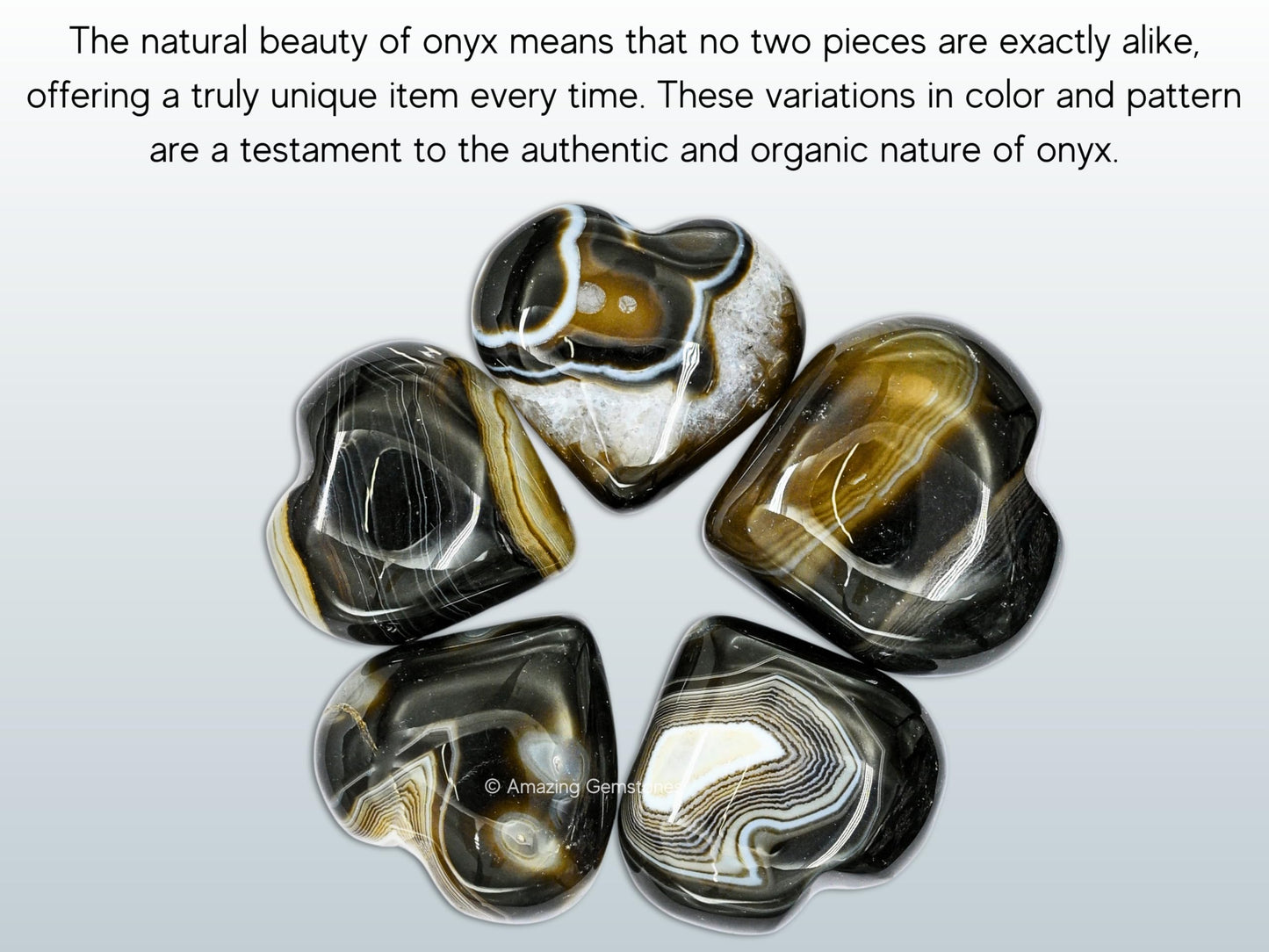Amazing Gemstone Black Onyx Agate Crystal Heart Palm Stone - Pocket Massage Worry Stone for Natural Body Chakra Balancing, Reiki Healing and Crystal Grid