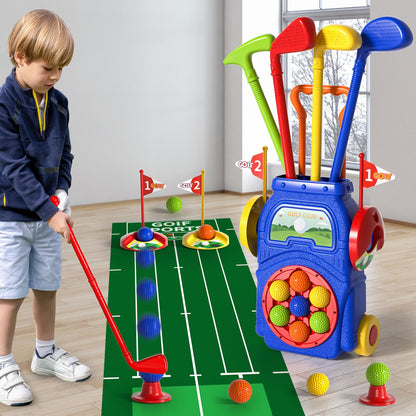 WATUDOU Toddler Golf Set Toys for Kids, Kids Toddler Golf Clubs with 7 Balls, Putting Mat & Golf Board, Toys Gifts for 3 4 5 6 Year Old Boys, Christmas Birthday Gifts for 3 4 5 6 Year Old Boy Kids