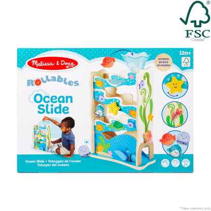 Melissa & Doug Rollables Wooden Ocean Slide Infant and Toddler Toy (5 Pieces) Ocean Themed Toys For Toddlers, Early Learning Toys For Infants And Toddlers Ages 1+ - FSC Certified