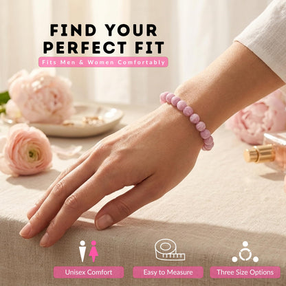 Cherry Tree Collection Kunzite Beaded Bracelet – Genuine 8mm Gemstone Stretch Bracelet for Men & Women – Handmade Crystal Bracelet - (Kunzite - M)