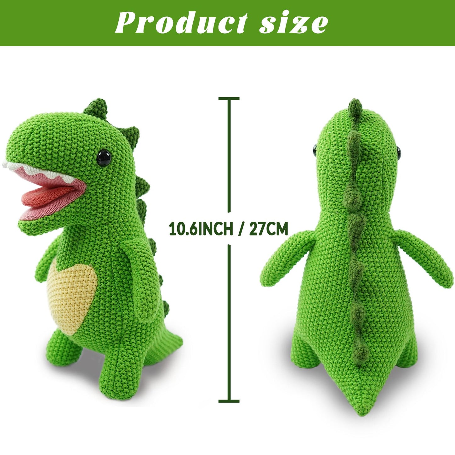 JUSTQUNSEEN Knitted Dinosaur Stuffed Animal,11 Inch Stuffed Animals Plush Dinosaur Cute Animal Dinosau rs Toy for Girl,Soft Toy Cotton Plush Knitte Stuffed Animals Birthday