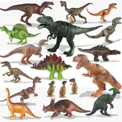 Dinosaur Toys for Toddlers and Kids 3-5 5-7 - Dinosaur Figures 20 Packs Playset with Educational Book, Toy for 3 4 5 6 7 8 Year Old Boys - Plastic Dinosaurs with Dino Eggs Birthday Party Gift